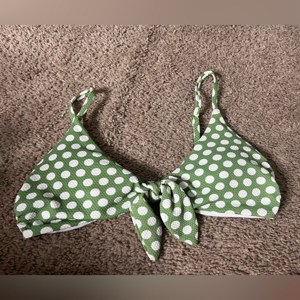 Green Polka Dot Bikini Top size xs
